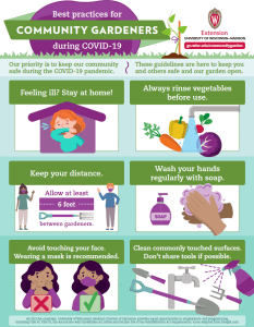 Infographic on best practices for community gardeners during COVID-19